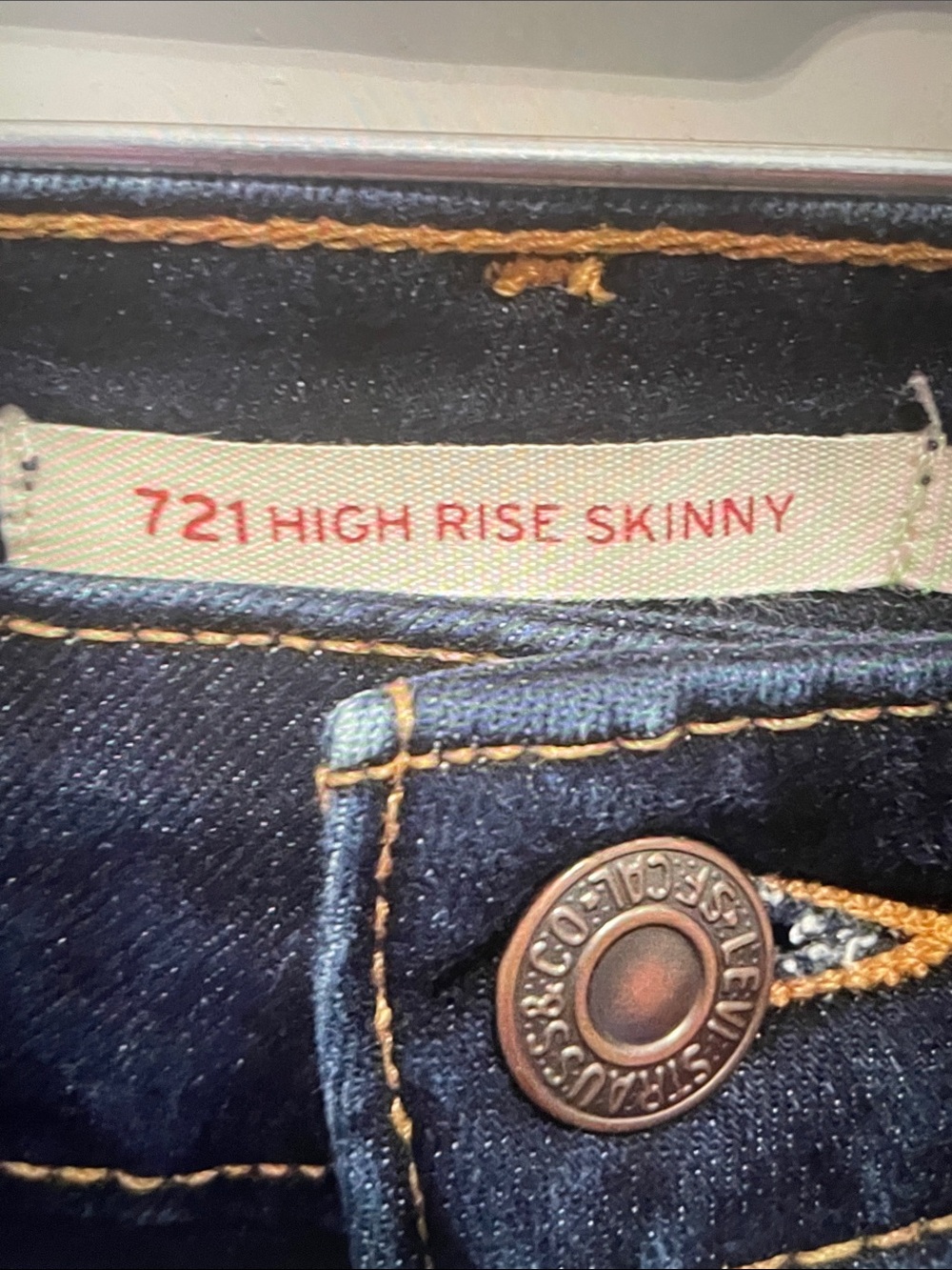 Levi's 721 womens high Rise Skinny Jeans - Blue with Contrast Stitching